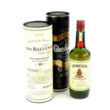 Three bottles of whisky, The Belvenie Founders Reserve 10 years aged single malt, Glenfiddich pure