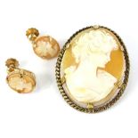 Various modern cameo jewellery, to include a cameo brooch with rolled gold border and an