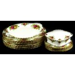 A quantity of Royal Albert Old Country Roses pattern dinnerware, to include seven dinner plates.