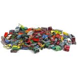 A quantity of playworn die-cast vehicles, mainly Matchbox, Dinky etc. (2 trays).