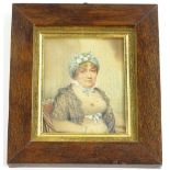 19thC School. By repute Lady Bessborough, watercolour, 11cm x 9cm, contemporary label to reverse for