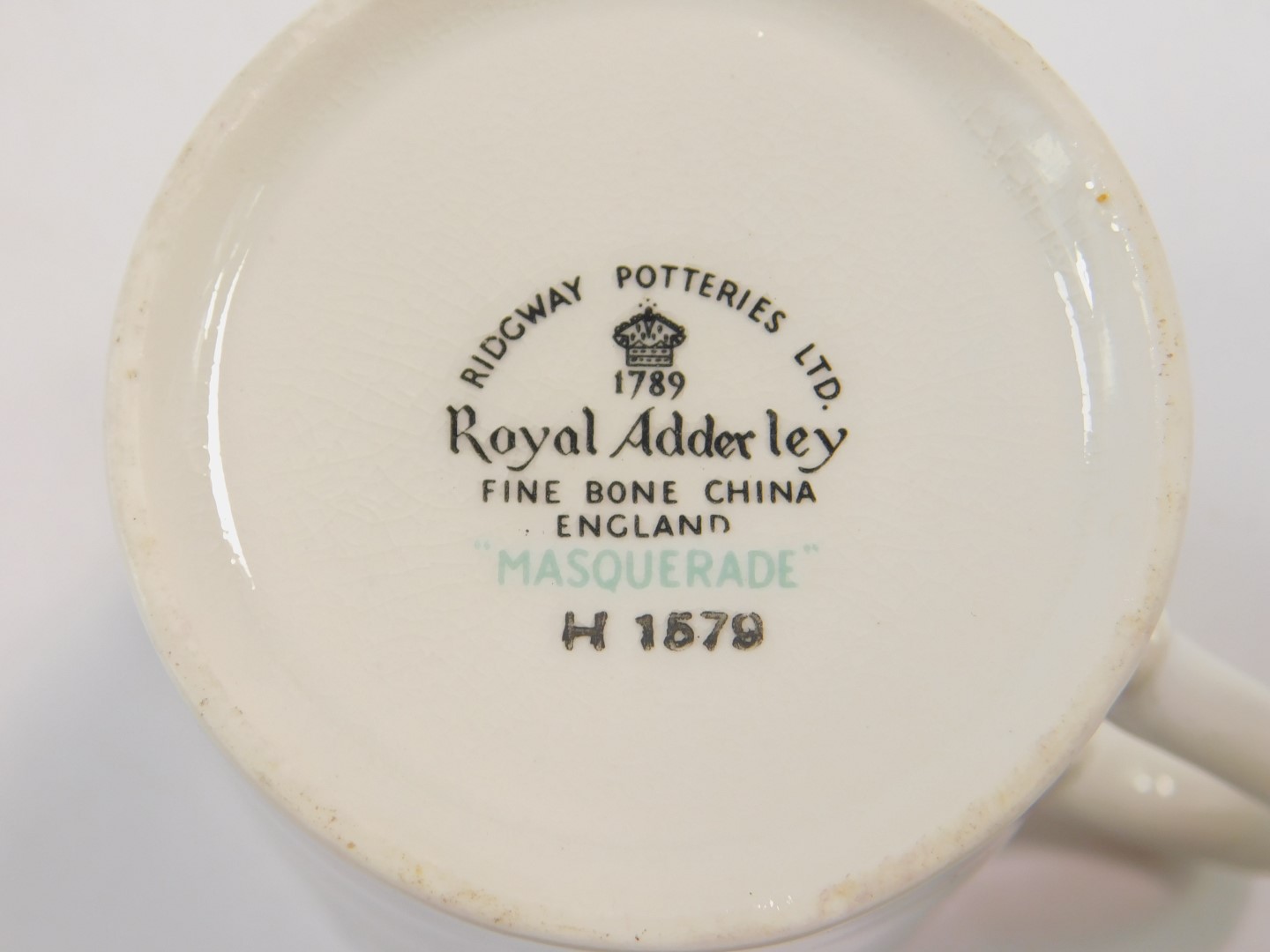 A set of four mid 20thC Royal Adderley porcelain coffee cups and saucers, decorated in the - Image 2 of 2