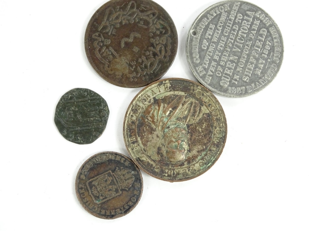 Coins, medallions, etc., 19thC and later, university medallion, various other coins, medallions, - Image 3 of 3