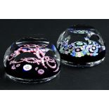 Two Whitefriars faceted paperweights, to include a millefiori example and another with interwoven