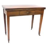 A 19thC mahogany tea table, the rectangular top above a frieze drawer on square tapering legs with