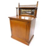 A late Victorian oak chiffonier by Edwards and Roberts, he raised back with spindled turned
