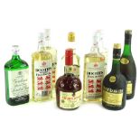 Miscellaneous bottles of Booths Gin, Cognac to include Remy Martin etc.