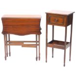 A mahogany tea table, the shaped top with a moulded edge on square tapering legs with spade feet,