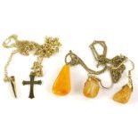 Various necklaces, to include a 9ct gold crucifix and chain, 3g, a 9ct gold pendant and chain, set