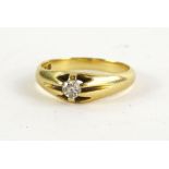 An 18ct gold diamond signet ring, with old cut diamond, in claw setting, approx 10 points, ring size