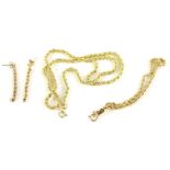 A rope twist necklace, bracelet, and earring set, all yellow metal, marked 9ct, the necklace 41cm L,