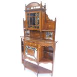 A late 19th/early 20thC rosewood and marquetry side cabinet, the raised back with a single glazed