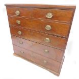 A 19thC mahogany secretaire chest, the top with a moulded edge above a four front enclosing a