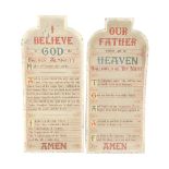 A pair of Victorian church or chapel painted metal religious aids, comprising The Lord's Prayer