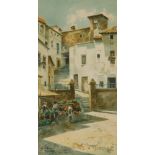 C Fandela (Spanish, 20thC). Sevilla, watercolour, signed, 39cm H, 20cm W.