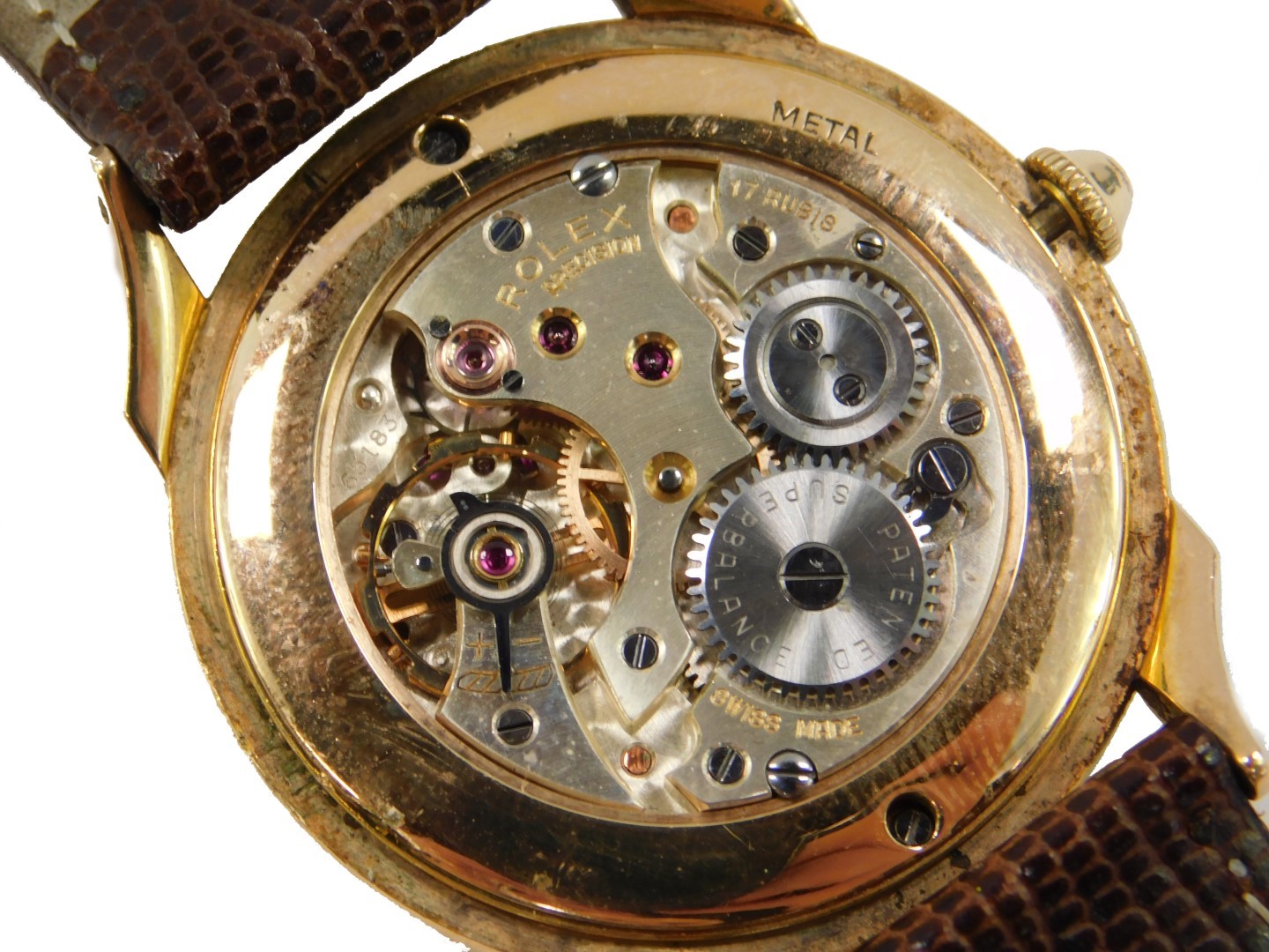 A Rolex precision gentleman's 9ct gold cased wristwatch, circa 1950's, the dial bearing gold - Image 6 of 7