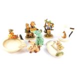 A group of Hummel, including an ashtray, Singing Lesson, To Market 49/0, Apple Tree Boy 142/I,