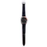 A Caravelle Set-O-Matic gentleman's automatic stainless steel cased wristwatch, black dial with dual