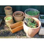 A group of terracotta plant pots and planters, 41cm H, 38cm Dia. (11)