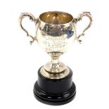A silver twin handled trophy, presentation engraved, Seascale Golf Club 1966, London 1965, 2.91oz.