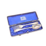 A Victorian silver harlequin spoon and fork set, with engraved foliate and floral decoration,