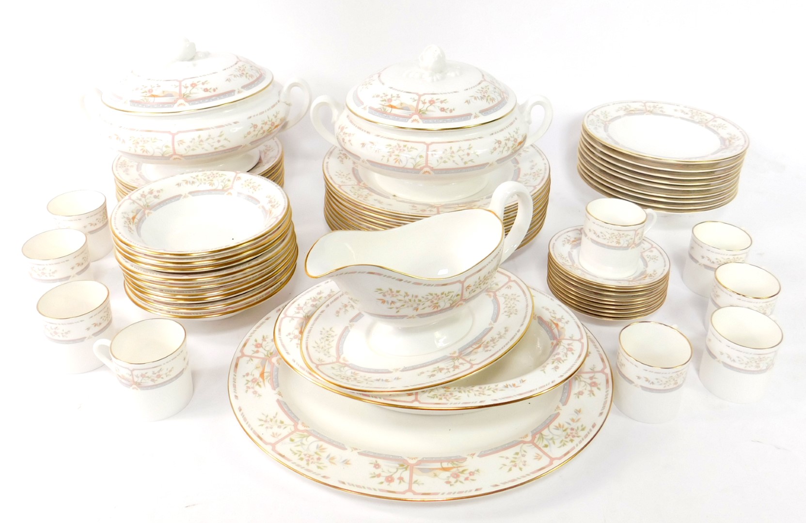 A Royal Worcester porcelain part dinner and coffee service, decorated in the Lagoon pattern,