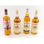 Four bottles of Famous Grouse Scotch whisky, Matthew Gloag & Son Ltd Perth, 1 ltre.