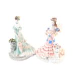 Two Coalport Les Parisennes bisque porcelain figures, limited edition 3000, modelled as Mademoiselle