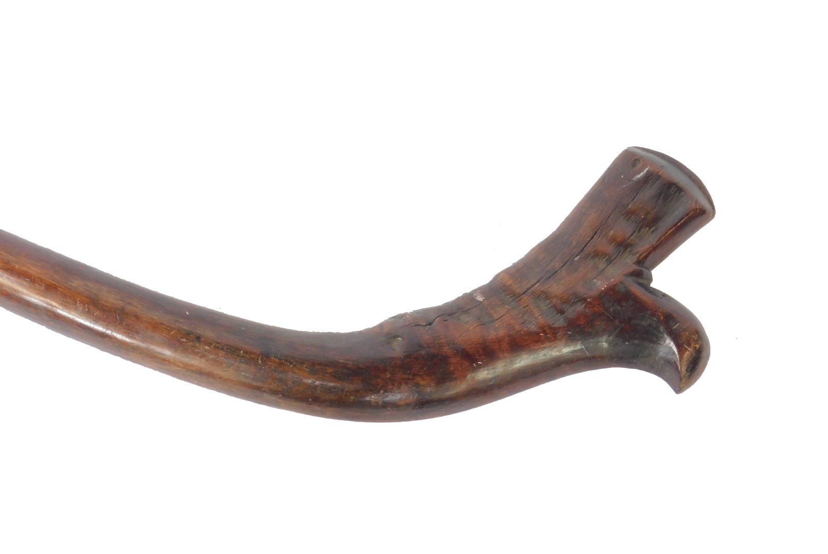 A Fijian wooden 19thC war club or kiakavo, with a gun stock head and tapering shaft of plain form, - Image 4 of 4