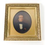 English School (19thC). Half length portrait of a gentleman, oil on card, 28cm H, 22.5cm W.