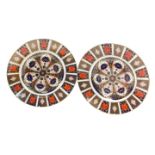 A pair of Royal Crown Derby porcelain imari plates, pattern no 1128, 27cm Dia.