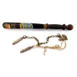 An ebonised and turned oak police truncheon, bearing Royal cipher and arms for the Berkshire