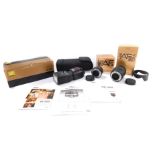 A Nikon FAFG-SED zoom lens, 24-85mm F/3.5-4.5G (IF), a 28mm lens S/2.8D, and an SB9-900 speed light,