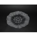 A Mats Jonasson clear and frosted glass dish, decorated in the Anemone pattern, bears label, 35cm