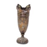 A silver vase, with fluted banding beneath a rim of harebells and shells, Birmingham 1960, 21.5cm H,