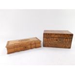 An olive wood jewellery box, of serpentine form, the hinged lid carved with leaves, fitted interior,
