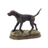 After Pierre Jules Mene (French, 1810-1879). A bronze figure of a pointer, raised on a