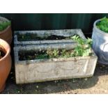 A pair of Neo Classical rectangular concrete planters, decorated with swags and paterae, 74cm W.