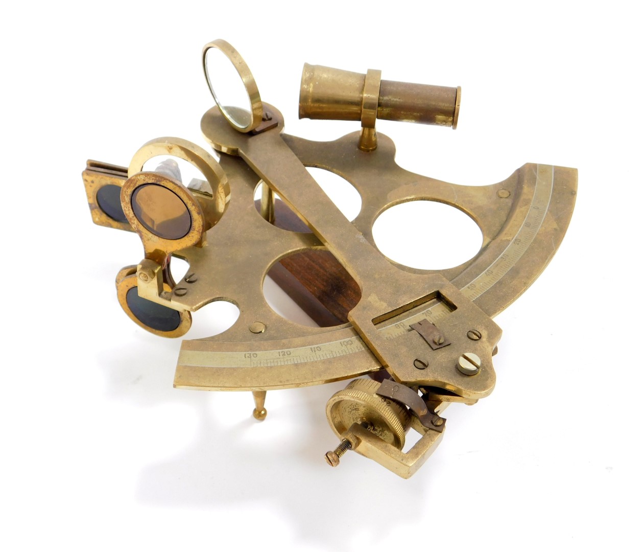 A replica brass sextant, wooden cased. - Image 2 of 3