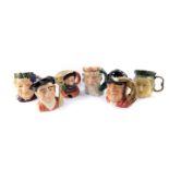 Five Royal Doulton large character jugs, comprising Falstaff D6287, Gaoler D6570, Bacchus D6499,