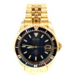 A Seiko Quartz Sports 150 gentleman's gold plated wristwatch, black date dial with centre seconds,