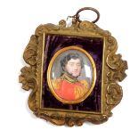 An early 19thC military portrait miniature, bears paper label verso, Thos. Legh of Adlington 1828,