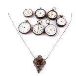 Victorian lady's silver cased pocket watches, open faced, keywind, together with a gun metal cased