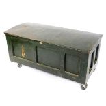 An early 20thC BSA Cycles Limited green painted pine and metal gun chest, of domed rectangular form,