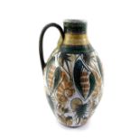 A Bourne Denby pottery ewer, by Glyn Colledge, decorated with stylised leaves, printed mark, 30.