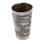 An Imperial Russian beaker, probably late 19thC, embossed with views of St Petersburg, 10cm H.