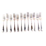 Six Victorian silver Old English pattern table forks, Lambert & Company, London 1893, together
