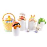 Four Jim Henson Muppets kitchen storage jars, to include Kermit and Miss Piggy, a Disney Store
