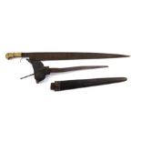 A Middle Eastern straight short sword, with inlaid bone handle, blade 60cm L, and a dagger with a