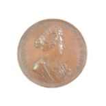 A Mary II bronze death medal, by J & N Roettier, obversed draped bust of Mary facing right,
